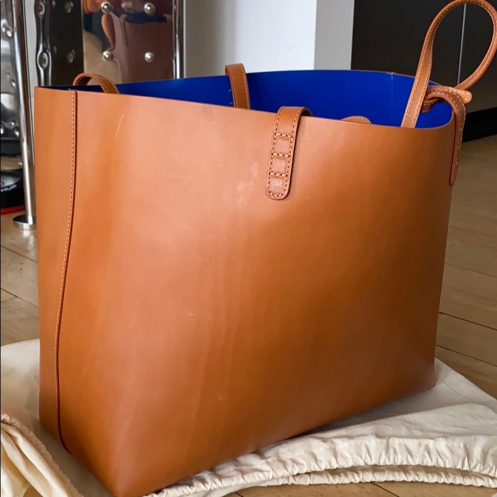 Mansur Gavriel Large Tote Cammello/Royal blue - Picture 8 of 16
